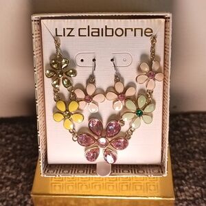 Liz Claiborne floral earring and necklace set